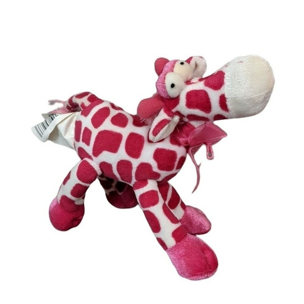 Pink White Spotted Giraffe Plush Stuffed Animal‎ Pink Bow Walmart 8 Inch